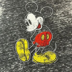 Disney Jerry Leigh Classic Mickey Burnout Raglan V-neck T-shirt Gray Size Small